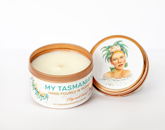 Our Island Breeze Candle, which is our gorgeous French Pear fragrance, has been hand poured in Tasmania by our candle artisans, using the finest soy wax.  Our candles come in a beautiful rose gold tin, and the lid is perfect to use when not in use to keep the fragrance lasting longer, our candles have a 35 hour burn time.